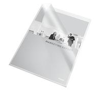 Esselte 46024 - Caja de 100 Dosieres Uñero Esselte, con Apertura Superior y Lateral, Fabricado de PVC, Transparente, Liso, Tamaño Folio, 140 Micras