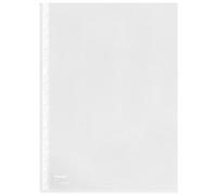 Esselte 46134 - Caja de 100 Fundas Porta Documentos con 30% de Plástico Reciclado, Tamaño Folio, Multitaladro - 16 Agujeros y con Refuerzo, Material PP de Piel de Naranja, Copy-Safe, Transparente