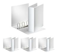 ESSELTE 49706 - Carpeta gama BASICA plástico A4 Maxi con bolsa transparente en portada y lomo 4 anillas Ø 60 mm color blanco (Paquete de 4)