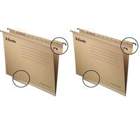 ESSELTE 93290 - Carpetas colgantes Kraft natural 230 gr. acceso vertical visor corto rígido lomo V DIN A4 (caja 50 ud.) color natural (Paquete de 2)