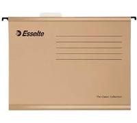 Esselte 93291 Classic - Carpeta colgante reforzada, Tamaño folio, Cartón kraft reciclado, Visor de plástico transparente, Natural, Caja de 50
