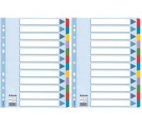 Esselte A4 12 Separadores Archivador, Azul/Multicolor, Cartón Rígido Reciclado, 12 Pestañas con Carátula de Índice, 100169 (Paquete de 2)