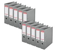 Esselte, Archivador de palanca A4, lomo de 75 mm, capacidad de 500 hojas, PP, cubierta de plástico, mecanismo Nº 1, limas y carpetas, gris, paquete de 10, 628546