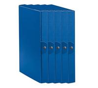 Esselte C24 Eurobox 390324050 - Carpeta proyectos para archivar, cierre con botón, 25 x 35 cm, lomo 4 cm, azul, paquete de 5 unidades
