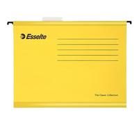 Esselte Carpeta colgante, Tamaño A4, Cartón kraft reciclado, Visor de plástico transparente, Amarillo, Classic, 90314, Caja de 25