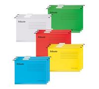 Esselte Carpetas Colgantes A4 Reforzadas, 15 Unidades, Fabricadas con Cartón 100% Reciclado, Pestañas y Divisores Integrados, Ideal para tu Oficina, Casa o Escuela, Colores Variados