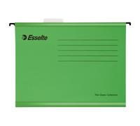 Esselte Carpeta colgante, Tamaño A4, Cartón kraft reciclado, Visor de plástico transparente, Verde, Classic, 90318, Caja de 25