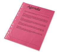 Esselte Coloured Pocket Polypropylene Multipunched Top-opening A4 Red Ref 47203 [Pack 10]