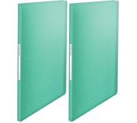 Esselte Cuaderno A4 con 40 Fundas de Plástico, Capacidad para 80 Hojas, Presentación y Almacenamiento de Documentos, Casa/Oficina, Patrón en Relieve, Gama Colour'Breeze, Vede, 626228 (Paquete de 2)