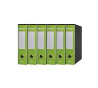 Esselte ESSENTIALS G75 - Archivador con funda, con mecanismo de palanca, en formato protocolo, 23 x 33 cm, lomo de 8 cm, verde claro, paquete de 6 unidades, 390775600