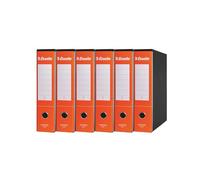 Esselte ESSENTIALS G75 - Archivador con funda, con mecanismo de palanca, en formato protocolo, 23 x 33 cm, lomo de 8 cm, naranja, paquete de 6 unidades, 390775200