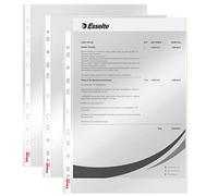 Esselte Funda de Plástico A4 Perforada, Transparente Brillante, Abertura Superior, Polipropileno de 43 Micras, Pack de 100, 13089