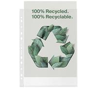 Esselte Fundas 100% Recicladas A4, Polipropileno Resistente en Relieve, 70 Micras, 100 unids, Multitaladro, 627493