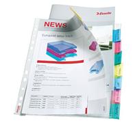 Esselte Group 414150 - Funda para hojas (polipropileno, 12 pestañas, A4, 80 mm, 8 apartados), transparente