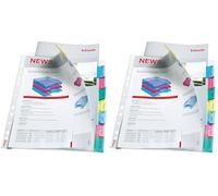 Esselte Group 414150 - Funda para hojas (polipropileno, 12 pestañas, A4, 80 mm, 8 apartados), transparente (Paquete de 2)