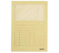 Esselte LEITZ 3950-00-15 - Carpeta con ventana, DIN A4, cartón con ventana, color amarillo, 160 gqm, parte superior con rejilla para escribir en la parte superior, 100 unidades