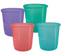 Esselte Papelera de 14L Apilable de Plástico, Contenedor para Basura y Reciclaje, Casa y Oficina, Diseño en Relieve, Gama Colour'Breeze, 12 Unidades,Colores Variados, 626291