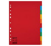 Esselte Separadores de Cartulina para Archivadores y Carpetas, Tamaño A4, 10 Unids, Divisores con Pestaña Identificativa, Carpetas de Anillas y Archivadores de Palanca, Cartón Sostenible Eco-Friendly