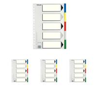 Esselte Separadores de plástico, PP, Tamaño folio, Gama ECO, 5 pestañas, Multicolor, 11609 (Paquete de 4)