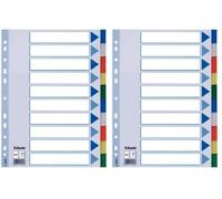 Esselte Separadores de plástico, PP, Tamaño folio, Gama STD, 10 pestañas, Multicolor, 11612 (Paquete de 2)