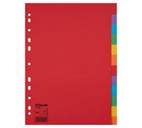 Esselte Separadores para A4, 10 unidades, 12 separadores con pestañas, rojo/multicolor, cartón reciclado, 100201