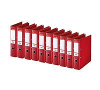Esselte Standard, Pack de 10 archivadores de palanca, rojo, espalda de 75 mm, A4, PP, 320220