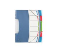 Esselte Vivida 624029 - Clasificador A4, Traslúcido, Índice integrado con 6 compartimentos, Cierre con goma elástica, Plástico flexible, Blanco