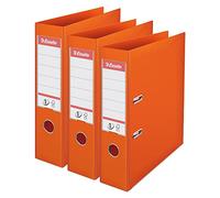 Esselte VIVIDA 624281 - Archivador de palanca A4, lomo de 75 mm, capacidad de 500 hojas, PP, cubierta de plástico, archivos y carpetas, naranja, paquete de 3