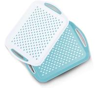 Essen Juego de 2 bandejas para servir, tablas de regazo antideslizantes con asas de agarre, ideales para preparación de alimentos, té, desayuno en la cama, bandeja de plástico para un comedor estable,