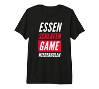 Essen SCHLAFEN Juego WIEDERHOLEN ALEMÁN FPS Gaming Regalo Gamer Camiseta Premium