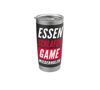 ESSEN SCHLAFEN JUEGO WIEDERHOLEN ALEMÁN FPS GAMING REGALO GAMER Vaso térmico de acero inoxidable de doble pared