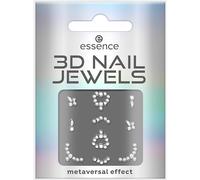 essence 3D Nail Jewels, Nail Stickers, No. 02, Silver, Express Result, Instant Result, Holographic, Glitter, Nanoparticles Free, Pack of 10