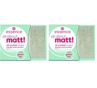 essence all about matt! Oil control paper, matte paper, powder paper, transparent, gloss-absorbent, matte, nanoparticles free, perfume-free, oil-free (50 pieces) (Paquete de 2)
