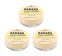 essence BANANA LOOSE POWDER amarillo, mate, fijador, corrector de color, transparente, mate, vegano, sin perfume, sin alcohol, 3er Pack (3 x 6 g)