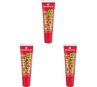 essence CHILI BOMB shiny lipgloss 01 Strawberry Salsa, brillo de labios voluminizador, extracto de chile, tono rojo con destellos, aroma a fresa, 10ml (Paquete de 3)