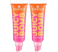 Essence Cosmetics Brillo de labios brillante JUICY BOMB PARTY, expresión del resultado, brillante, translúcido, en gel, 10 ml (Paquete de 2)