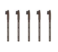 essence eyebrow DESIGNER, lápiz de ojos, lápiz de cejas, 10 dark chocolate brown, marrón, definidor, natural, sin nanopartículas, paquete de 5 (5 x 1 g)