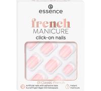 essence French Manicure Click-On Nails, No. 01, Nude, Express Result, French Manicure, Instant Result, Glossy, Nanoparticle Free, Pack of 12