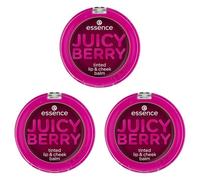 essence JUICY BERRY bálsamo labial y de mejillas con color, Rojo, Violeta, a juego con el color, efecto colorante, resultado inmediato, vegano, sin parabenos, sin micropartículas de plástico, libre de