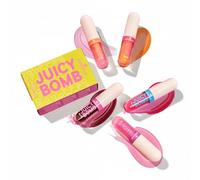 essence JUICY BOMB lip oil set 02 POUT OF PARADISE, Lippenöl-Set aus 5 Shades, tropischer Duft, glänzendes Finish, für gepflegte Lippen, 5×2,4ml