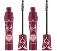essence Lash PRINCESS false lash effect mascara burgundy, máscara de volumen, efecto pestañas postizas, tono burdeos, cepillo cónico de fibra, 12ml (Paquete de 2)
