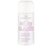 essence milky GLAZED LIQUID PRIMER Base de Maquillaje Líquida, 50 ml | Acabado Luminoso y Translúcido, Efecto Fresco, Textura Fluida Tipo Sérum, Extracto de Arroz, Glicerina y Ceramidas