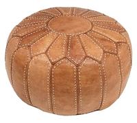 ESSENCE OF MOROCCO Puf marroquí reposapiés otomano grande de cuero natural marrón real hecho a mano cosido a mano (solo funda)