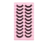 Essence Pestanas falsas de visón sintético de ojo de gato, 3D híbridas de expresión natural, pestañas de tira rusas falsas, 10 pares de pestañas de volumen rizadas en D reutilizables hechas a mano