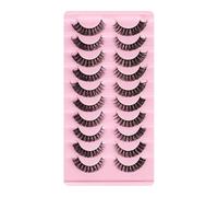 Essence Pestanas falsas de visón sintético de ojo de gato, 3D híbridas de expresión natural, pestañas de tira rusas falsas, 10 pares de pestañas de volumen rizadas en D reutilizables hechas a mano