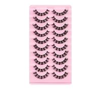 Essence Pestanas falsas de visón sintético de ojo de gato, 3D híbridas de expresión natural, pestañas de tira rusas falsas, 10 pares de pestañas de volumen rizadas en D reutilizables hechas a mano