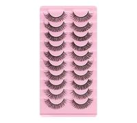 Essence Pestanas falsas de visón sintético de ojo de gato, 3D híbridas de expresión natural, pestañas de tira rusas falsas, 10 pares de pestañas de volumen rizadas en D reutilizables hechas a mano