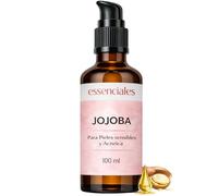 ESSENCIALES Aceite de Jojoba 100 Puro y Natural, Orgánico, Prensado en Frío - Equilibra el Sebo, Anti Imperfecciones - Aceite para Pelo, Piel, Uñas - Organic Jojoba Oil - Botella Vidrio y tapón serum