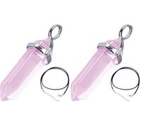 Essenciales Colgante de Cuarzo Rosa para Sanación Emocional - Elimina las emociones negativas - Regalo ideal, incluye fondo de piedras chakras y lavanda (Paquete de 2)