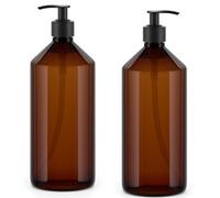 Essenciales Dispensador de Gel y Champu Baño 1L - 2 Botellas de Plástico Rellenables y Recargables Ideales para jabón, loción y champú